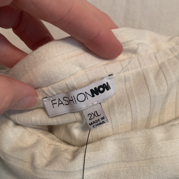 Fashion nova off shoulder cream off white ribbed bodysuit, 3/4 sleeves NWT 2XL - Picture 9 of 15